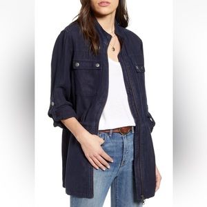 Treasure & Bond Navy Denim Linen Chambray Field Utility Jacket NEW